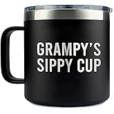 Yanashop88 Grampy's Sippy Cup Tumbler 14 Oz Coffee Mug - Grampy Tumbler - Birthday Gifts For Grampy From Daughter - Son - New Grampy Gifts - Fathers Day Gift - Parent Gift - Grampy Mug