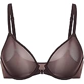 INLYRIC Women's Mesh Front Closure Bras Unlined Sheer Demi Plunge Supportive Comfortable No Padding Underwire Bra
