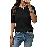 Dokotoo Womens Summer Tops Round Neck Short Sleeve Sweater for Women 2026 Lightweight Sweaters Casual Blouses