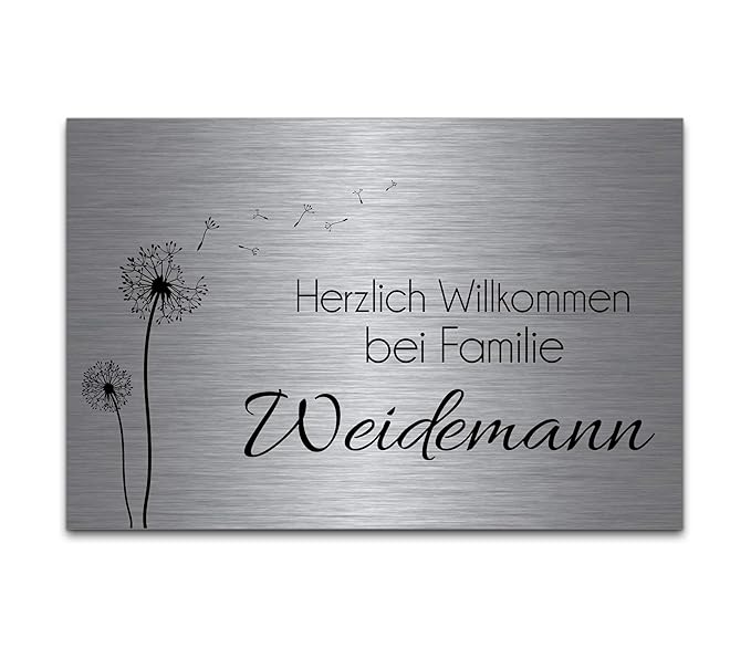 Edelstahl Turschild Schild Mit Gravur Und Motive Namensschild 8x5