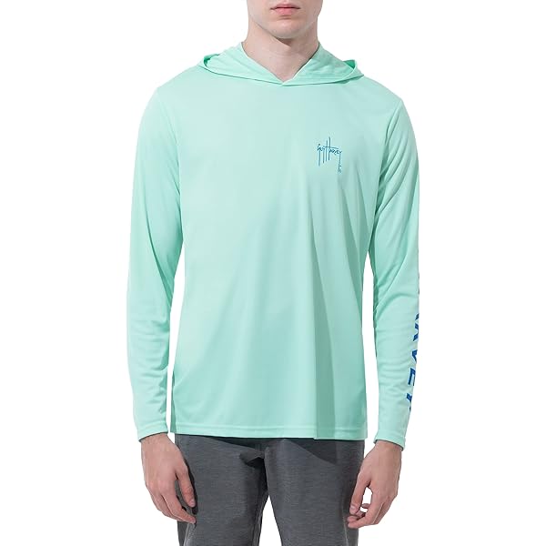 Chemise bleue boutonnée manches longues homme Guy Harvey UPF 30