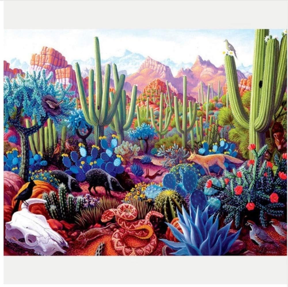 Jigsaw Puzzle 1000 Piece Cactus and Flower Classic Puzzle DIY Kit Wooden Toy Unique Gift Home Decor