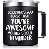 Inspirational Gifts for Men - Sometimes You Forget You're Awesome Coffee Mug, Funny fathers Day Birthday Gifts for Him, Husband, Dad, Boyfriend - 14Oz Black