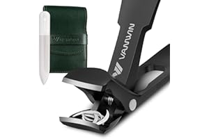 VANWIN Toenail Clippers for Seniors Thick Toenails, Angled Head Large Toe Nail Clippers for Men with Wide Jaw Opening, Sharp Heavy Duty Fingernail Clipper with Catcher Nail Cutter Long Handle Black