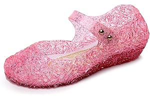 Dongni Princess Costumes Jelly Flats Shoes, Cosplay Birthday Party Dress Up Sandals for Little Girls, Frozen Inspired,Toddler or Kids
