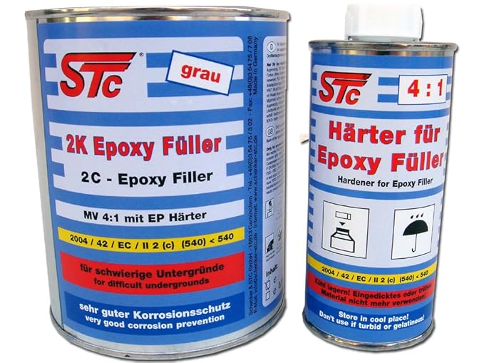 STC 2K Epoxid Füller Set 1,75 kg Epoxy Primer 4:1 grau Epoxi Füller Epoxid Grundierung grau