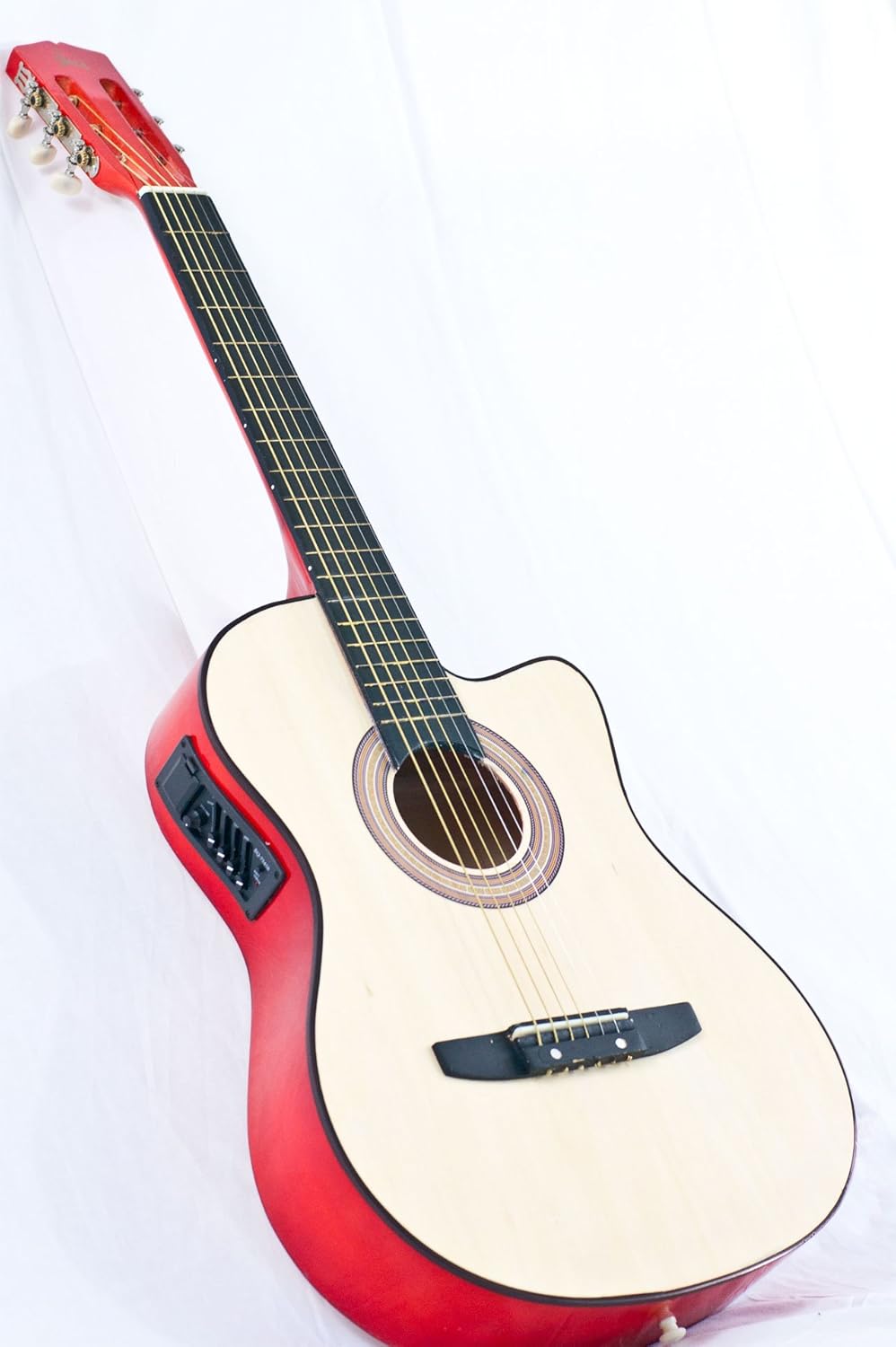 New Natural Electric Acoustic Guitar Cutaway Style W/ Accessories Musical Instruments
