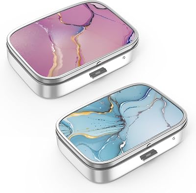 Hion Pill Box 2 Compartment Portable Medicine Case Set 2-Color Gradient