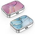 Pill Box 2 Compartment Medicine Case, Portable Metal Medicine Organizer - Unique Gift (2PCS)