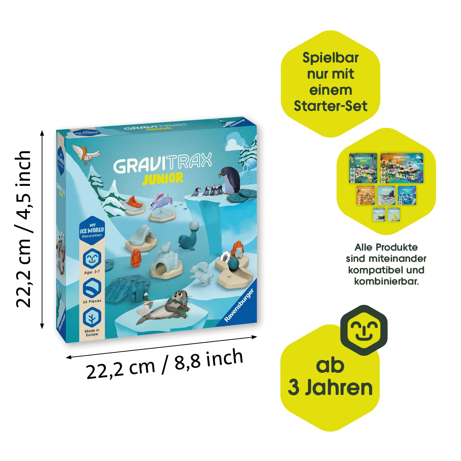 Ravensburger GraviTrax Junior Extension Ice 23748 - Murmelbahn überwiegend aus nachwachsenden Rohstoffen mit Themenwelten, Lernspielzeug und Konstruktionsspielzeug für Jungs und Mädchen ab 3 Jahren 3