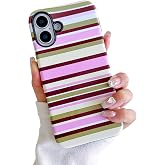 Gihklty Aesthetics Colorful Stripe Phone Case,for iPhone 16 | Soft TPU and Hard PC Double for Women Girls Protective Cover,Shockproof Anti-slip Anti-scratch