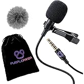 Purple Panda Lavalier Microphone for GoPro, DJI, Insta360 Mic Adapters | Wired Motovlogging Lapel Mic for Go Pro Media Mod, 3.5mm, Osmo Action &amp; Insta360 Audio Adapters, Motorcycle Helmet Clip On