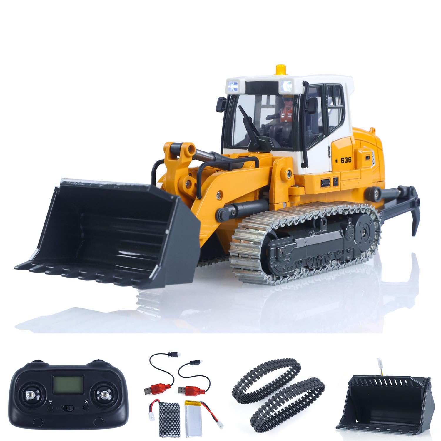 Photo 1 of ***(MISSING PARTS)***TOUCAN RC HOBBY 1/50 RC Electric Lifting Tracked Loader LR636 2.4G Construction Vehicle Metal Bucket Tracks Ripper RTR Model Light Sound Battery for Adult