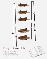 VASAGLE 4-Tier Ladder Shelf Narrow Bookshelf Brown and Ink Black LLS054X01 view 9