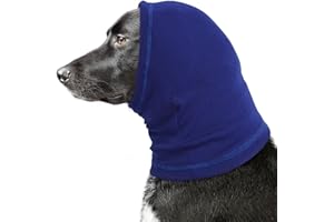 BRKURLEG Quiet Ears for Dog, Dog Ear Muffs for Noise Protection,Knitted Dog Winter Hats, Dog Calming Hoodie, Pet Cats and Dogs Grooming Bathing Calming Drying Ear Muffs (Blue, L)