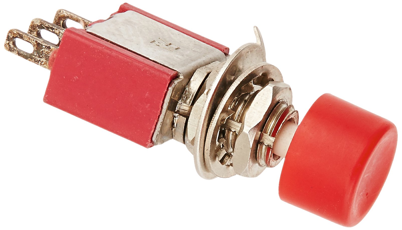 Sourcingmap AC 120V 5A SPDT 1NO 1NC Momentary Red Round Push Button Switch