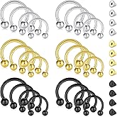 Mayhoop 16G Horseshoe Septum Rings - Women Men 316L Surgical Stainless Steel Nose Septum Jewelry Hoop Earring Eyebrow Tragus Lip Piercing Ring Balls & Spikes 6mm 8mm 10mm 12mm