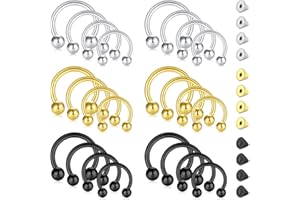 Mayhoop 16G Horseshoe Septum Rings - Women Men 316L Surgical Stainless Steel Nose Septum Jewelry Hoop Earring Eyebrow Tragus Lip Piercing Ring Balls & Spikes 6mm 8mm 10mm 12mm