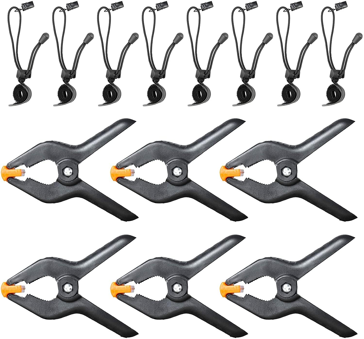 EMART 4.5 inch Heavy Duty Backdrop Clamp Kit-6 Spring Clamps, 8 Background Clip Holders for Muslin Stand, Canvas, Paper, Fabric, Chromakey Screen, Photo Studio, Photography Backdrops Support