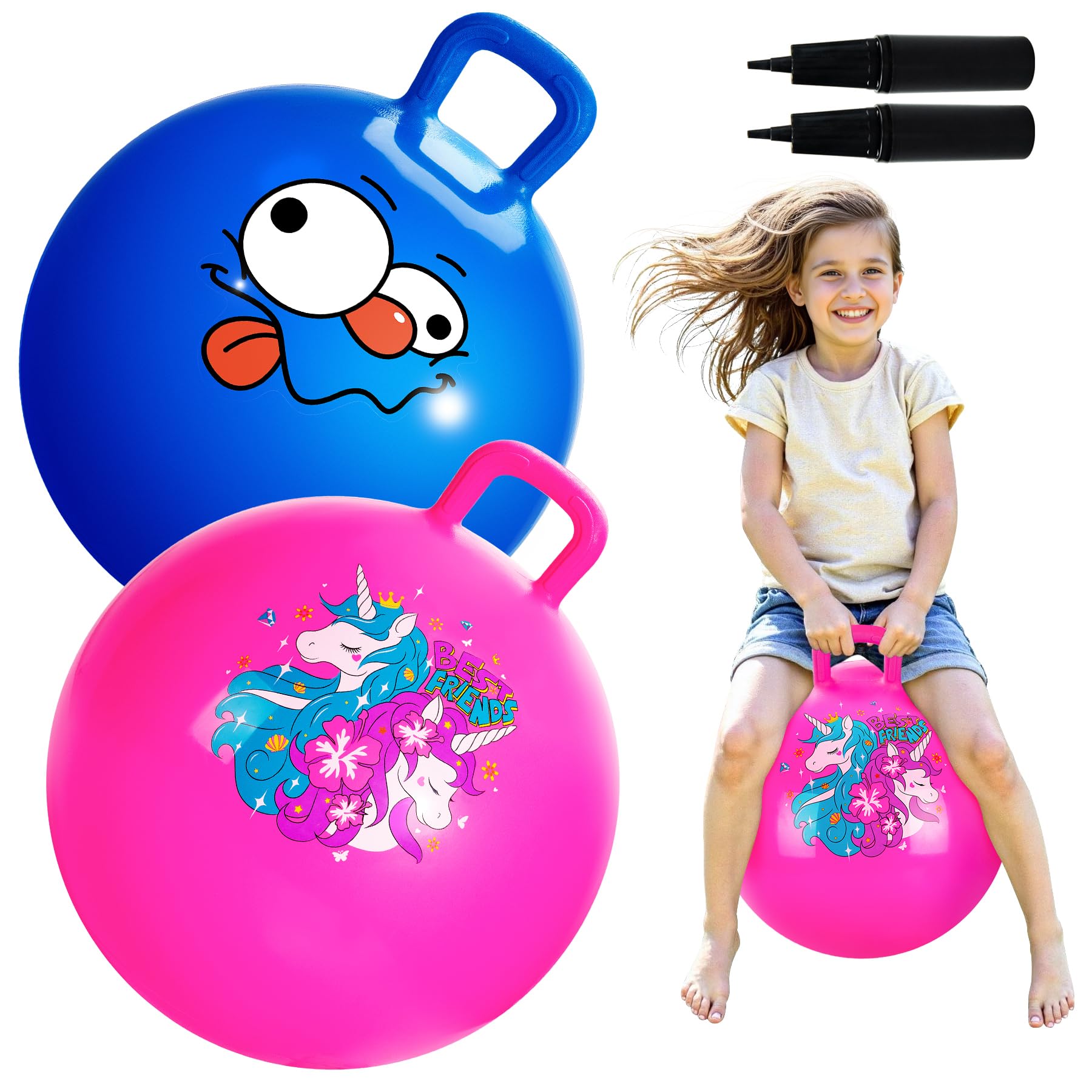 U&C Planet 2 Pack of Space Hoppers Hopperballs with Handle Hopper Toys for Kids Age 3-8 Garden Game Indoor & Outdoor Play Gifts for Children — image 1