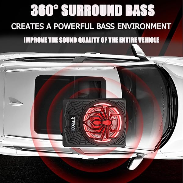 10″ 1200W SLIM UNDERSEAT POWERED CAR SUBWOOFER AND AMP PACKAGE WITH RGB BEAT-SYNCED LIGHT, BUILT IN AMP INDIVIDUAL CONTROL FOR LOW PASS/GAIN/BOOST BASS FOR TRUCK/SUV/JEEP/MPV