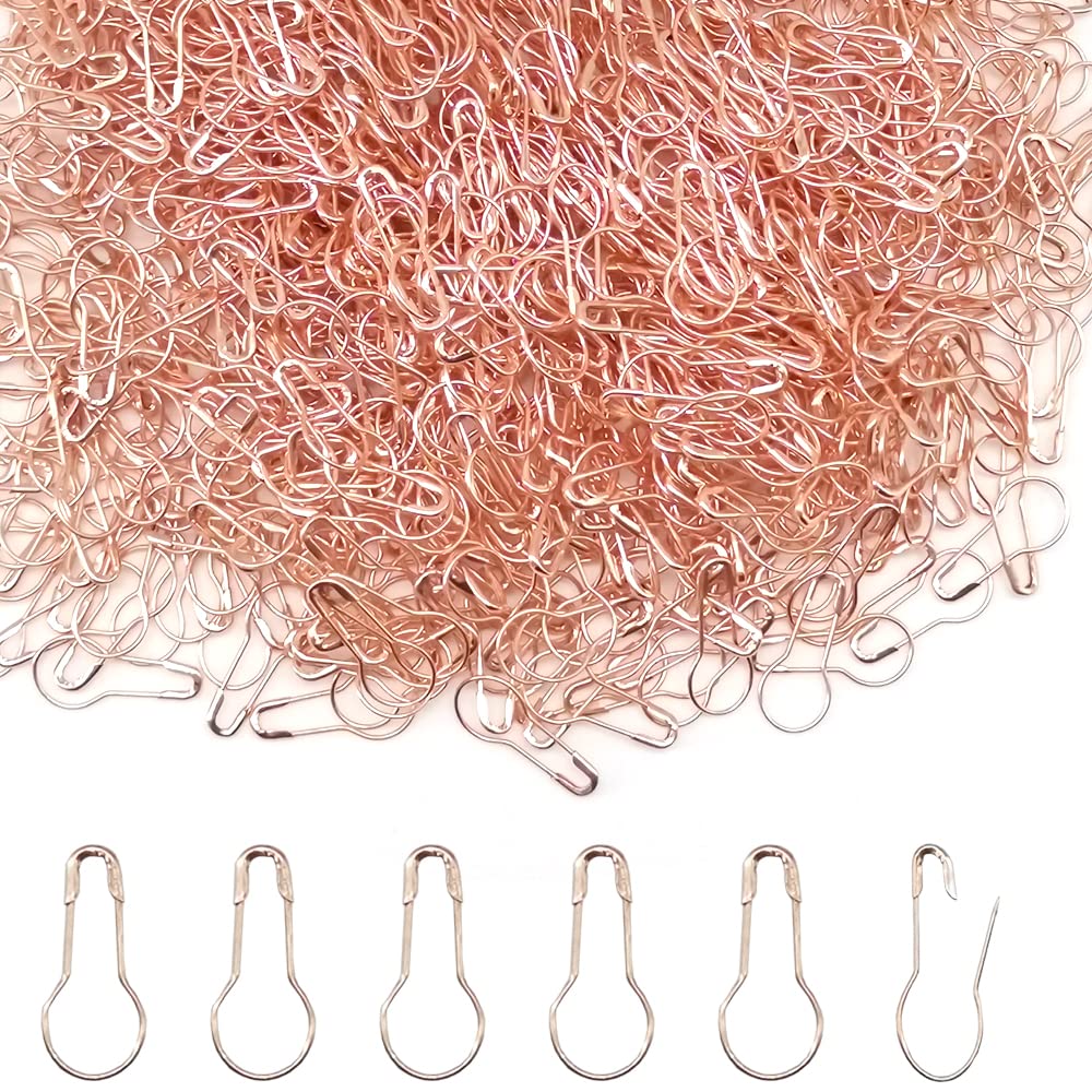 Yosawo 500 pcs Safety Pin Clothing Tag Pins Bulb Pin Metal Gourd Pin Calabash Pins for Hand Sewing DIY Crafts Home Accessories (Rose Gold)