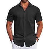 COOFANDY Mens Short Sleeve Dress Shirts Wrinkle Free Business Casual Button Down Shirt with Pocket