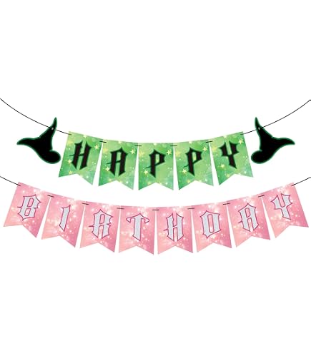DIY Witches Party Banner Decorations - Glitter Pink & Green Theme, For Girls Night, Birthday, Graduation - View #4