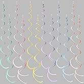 36 Pcs Pastel Hanging Swirl Decorations Pastel Color Felt Swirl Streamer Spiral Ceiling Decorations Garland for Macaron Colorful Birthday Wedding Baby Shower Easter Party Supplies