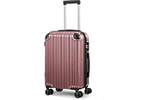 SunnyTour 20" Expandable Carry on Luggage Airline Approved, Hard Shell Spinner Suitcase with Wheels for Business/Travel(Rose Gold)
