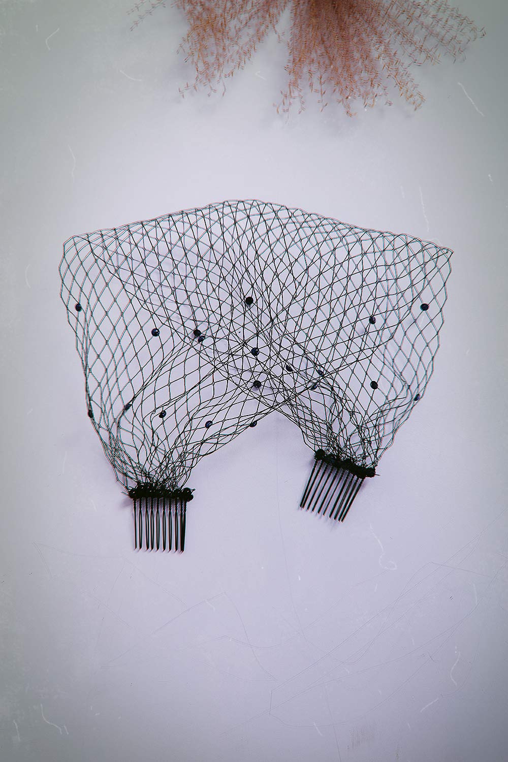 BERYUAN Women Classy Chic Black Birdcage Face Veil Pearl Fascinator Bridal Hair Comb Party Headpiece Costume Headwear Formal Dress (Black)