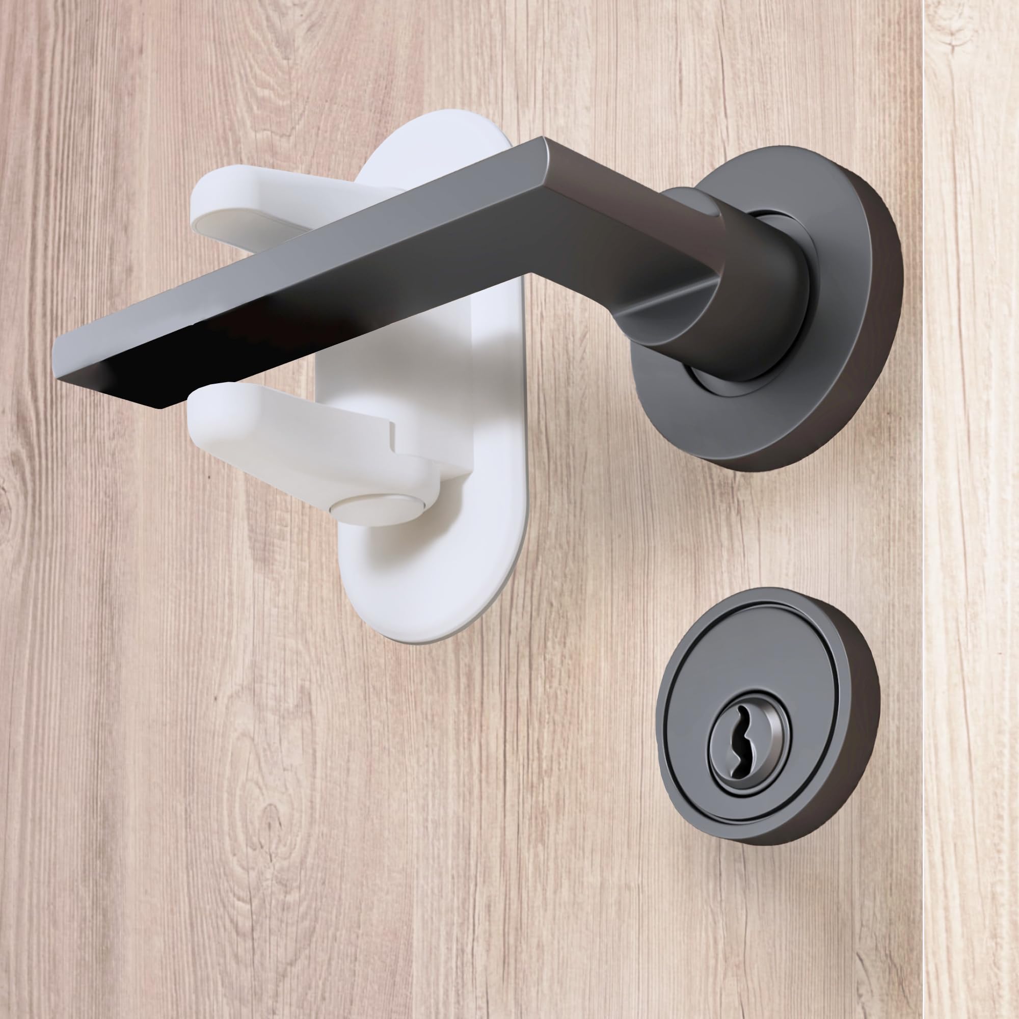 Moonybaby 2 Pack Dual-Block Door Lever Safety Lock, Door Locks for Children, Child Door Handle Lock, Baby Proofing Door Lever Lock Without Drilling, Screw-Free Design, No Tools Required