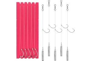 Dr.Fish 10 Pack Drop Shot Rig Bass Fishing Rig Snelled Hook Leader Line Fluorocarbon Swivel Sinker Plastic Worm Wacky Freshwater 3/8oz