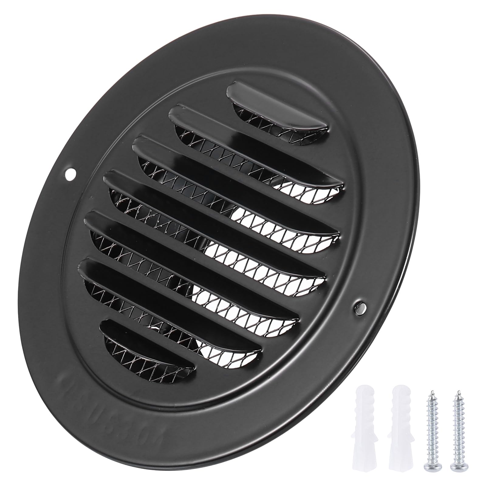 PATIKIL 3" Round Air Vent Cover, 304 Stainless Steel Louvered Wall Inlet Outlet Grill Screen Mesh Ducting Soffit Vent with Screws for Ventilation, Black