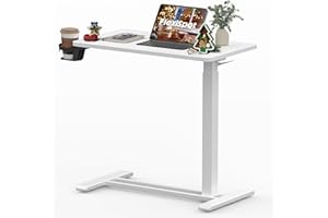 FLEXISPOT Mobile Standing Desk with Wheels Pneumatic Laptop Desk Rolling Computer Cart Movable Height Adjustable Small Sit Stand Desk Computer Workstations Home Use（27.6" W x 15.7" D,White