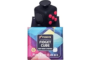 FIDGYB Cube Fidget Stress Relief Toy for Adults & Kids, Smooth, Quiet Sensory Toy for Anxiety, Focus & ADHD Idea[Black_Red]