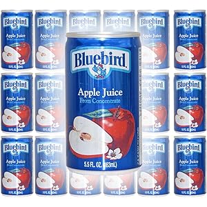 Bluebird Apple Juice, From Concentrate, 5.5oz Mini Can (Pack of 18, Total of 99 Fl Oz)