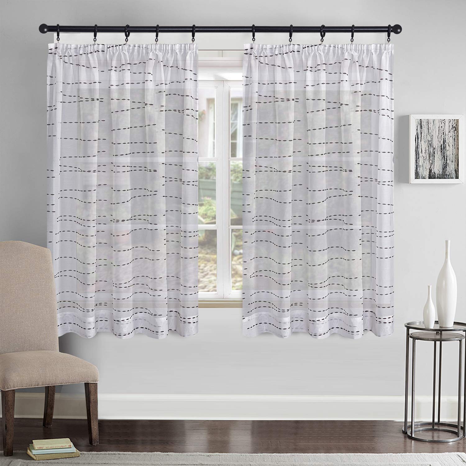 Megachest gathering tape voile curtain(Hilton W 56" x L 81" (2 Panels)