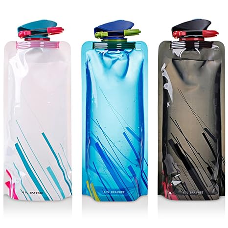 Faltbarer Wasser-Flaschen-Satz von 3, MAXIN Flexible zusammenklappbare Wiederverwendbare Wasser-Flaschen für das Wandern, Abe