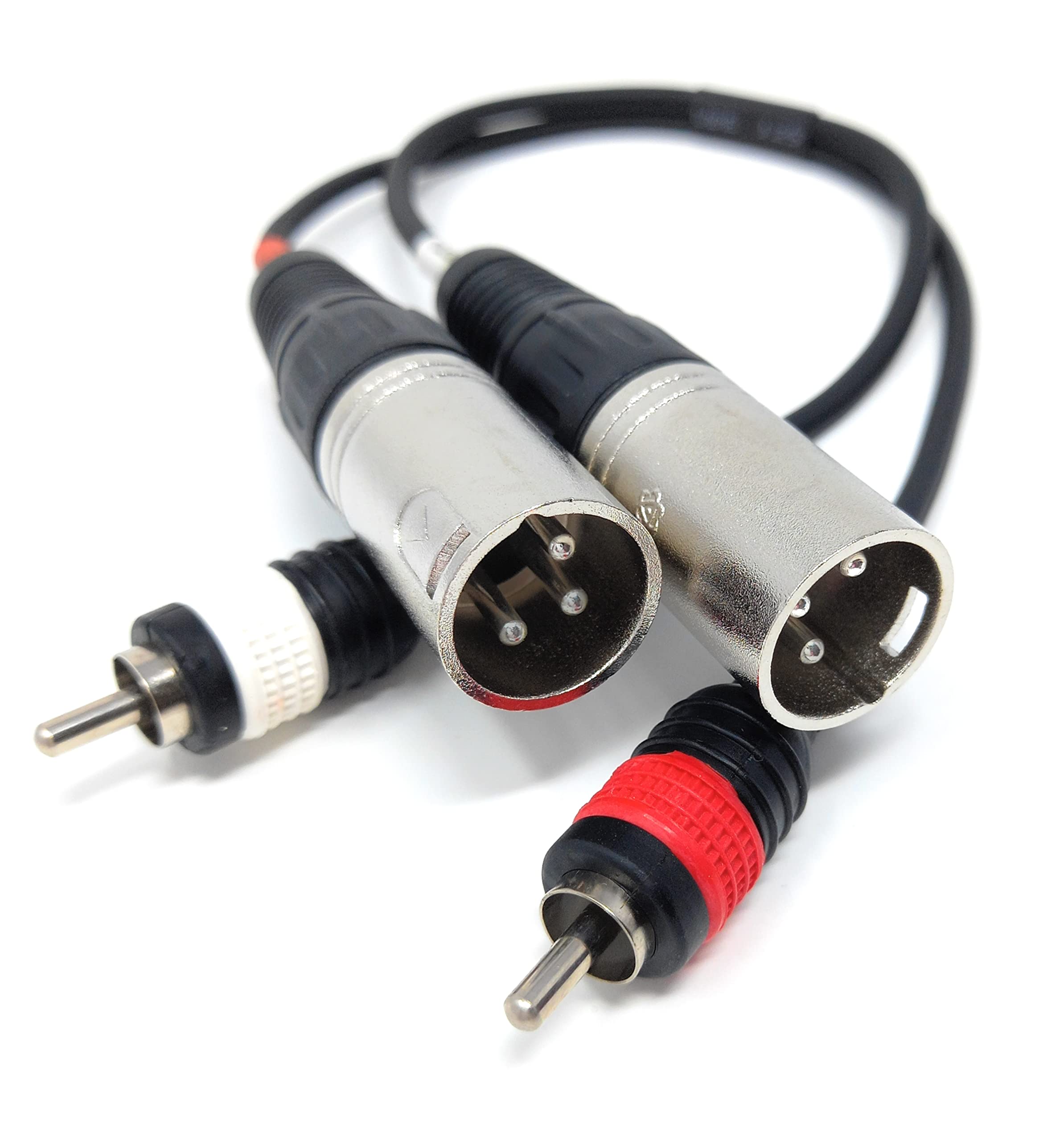 DRUT 30cm short Twin XLR 3 Pin Plugs to 2 x RCA Phono Plugs Lead Audio Shielded Cable1ft