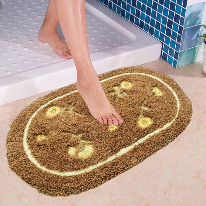 HttKse Baño Alfombra De-Marrón Ov_Los 45X65Cmantideslizante, Absorbente