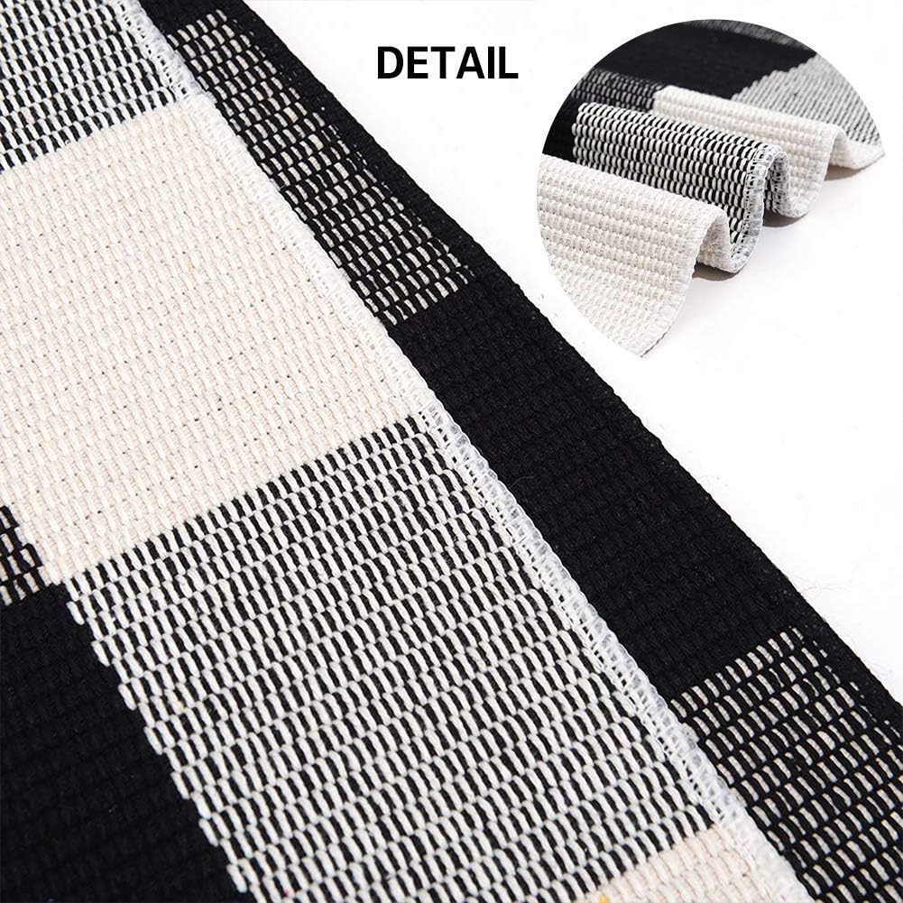 Buffalo Check Rug Black and White Plaid Rugs 23.6 x 35.4 Inch Cotton Hand-Woven Indoor or Outdoor Rugs for Layered Door Mats Washable Carpet for Front Porch/Kitchen/Farmhouse/Entryway: Kitchen & Dining