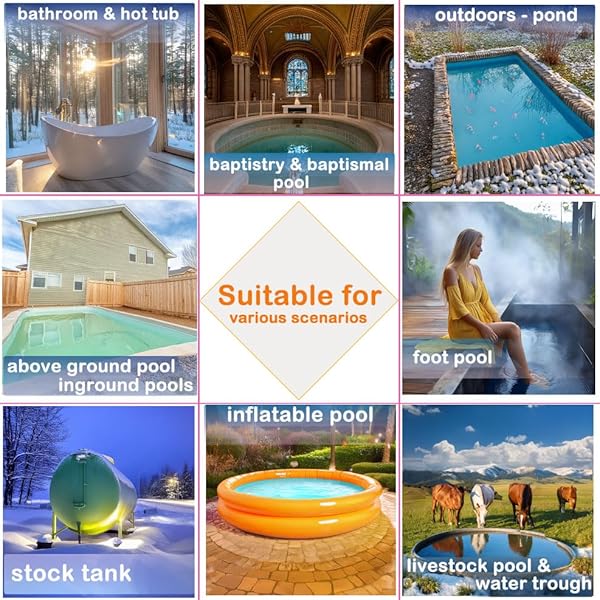 1500W TITANIUM PORTABLE HOT TUB HEATER WITH GFCI,SUBMERSIBLE BATH EXTRA IMMERSION HEATER WITH THERMOSTAT FOR BATHTUB, SMALL ABOVE GROUND POOLS, PORTABLE BAPTISTRY BAPTISMAL WATER HEATER