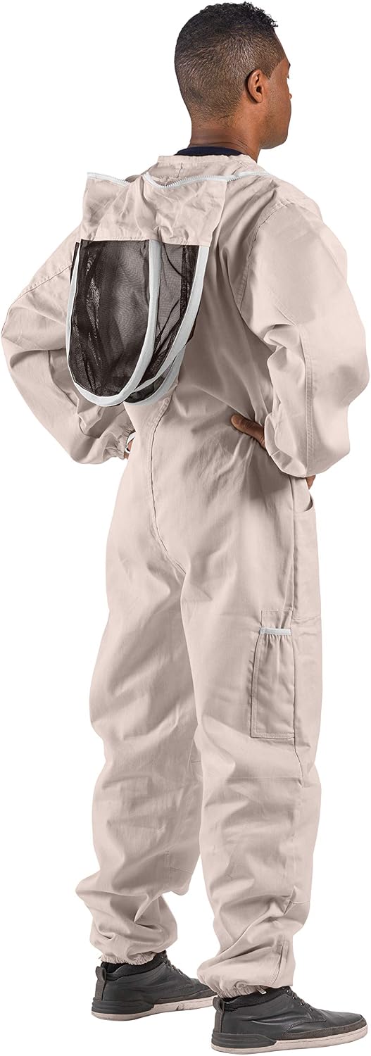 Bees & Co U74 Natural Cotton Beekeeper Suit with Fencing Veil, Natural White, XXL - Image 5