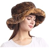 LA CARRIE Women's Snakeskin Print Faux Fur Bucket Hat Winter Warmer Fisherman Cap