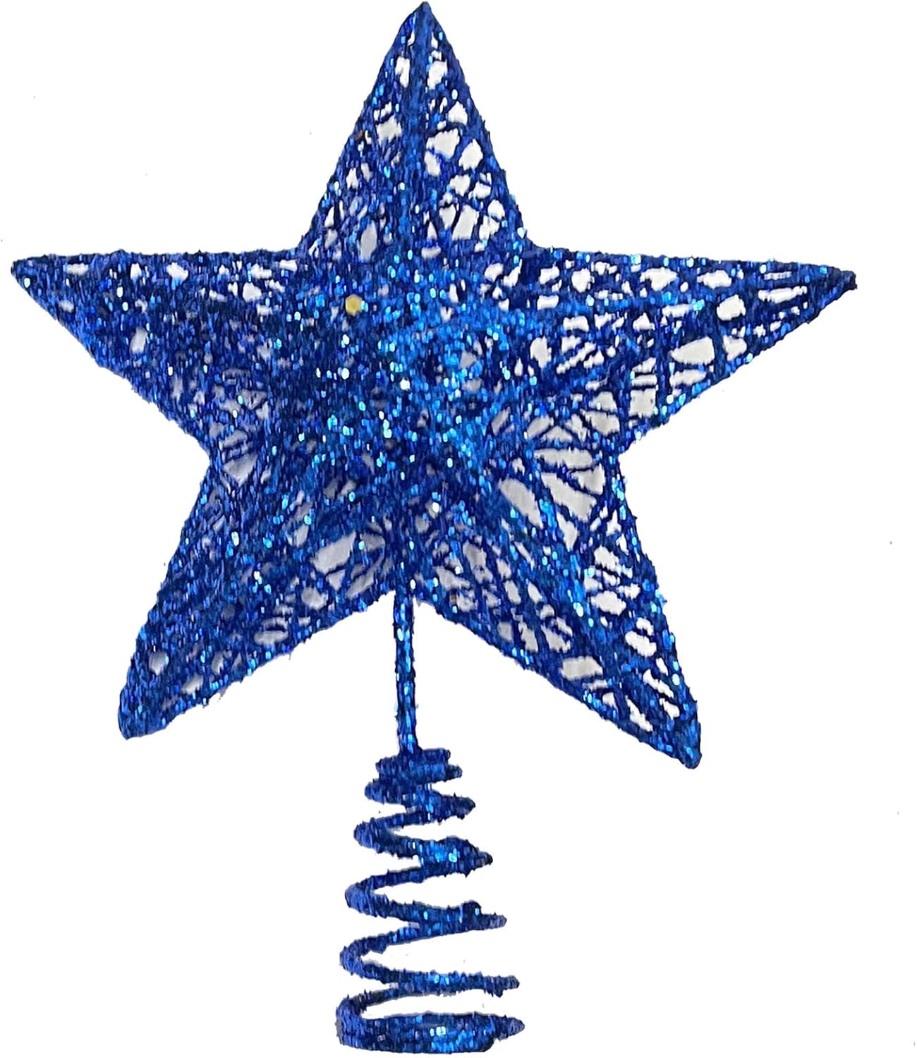Tree Toppers - Christmas Tree Star Topper, Xmas Tree Topper Glittered 5 Point Star Treetop for Christmas Tree Ornament (Blue)