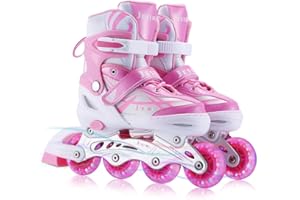 Adjustable Inline Skates for Girls Boys Beginners, Kids Roller Skates with All Illuminating Wheels