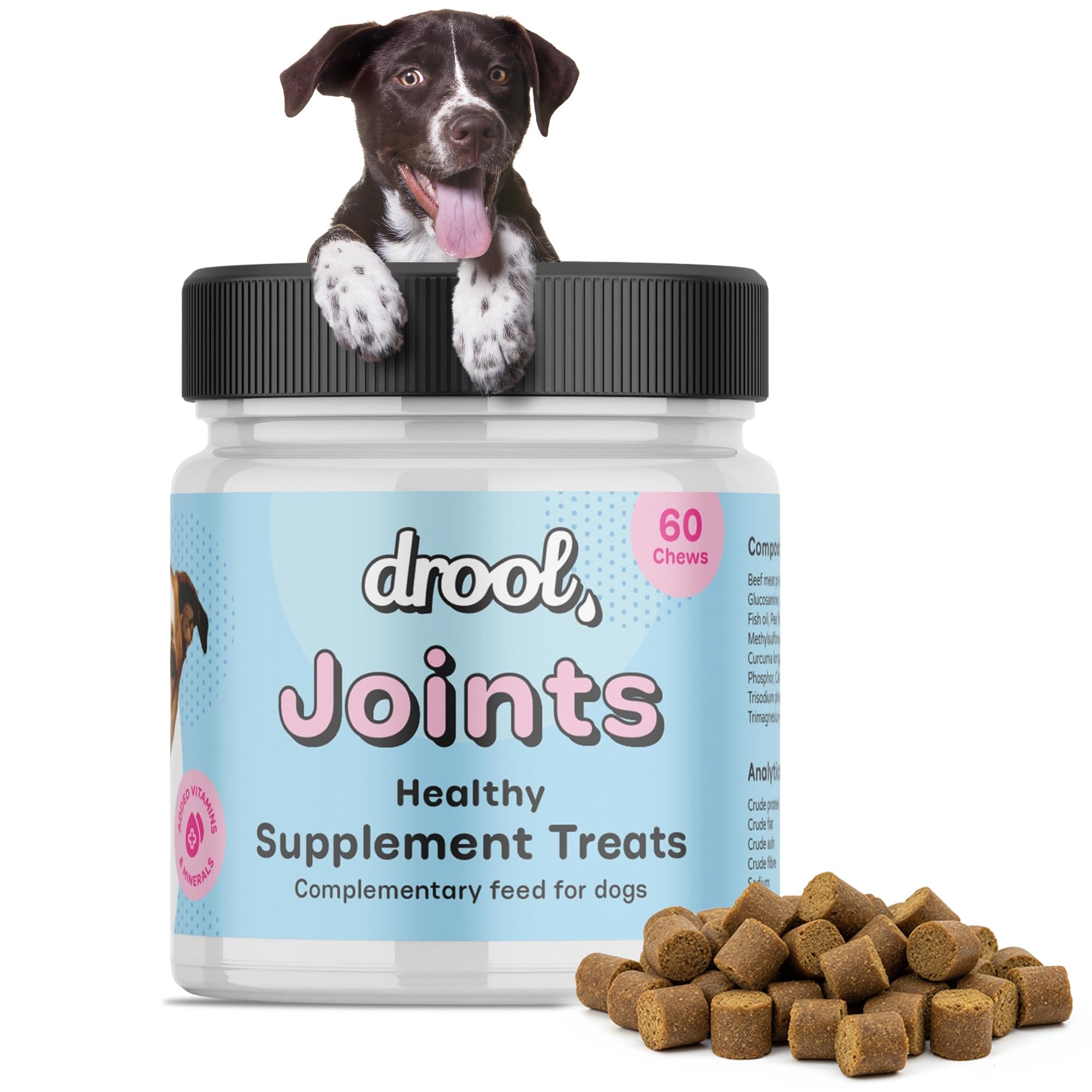 Drool Pet Products | Joint Supplements for Dogs with Glucosamine | Beef-Flavoured Chews for Hip & Joint Care | Dog Arthritis Pain Relief & Mobility Support for Adult & Senior Dogs | 60 Chews