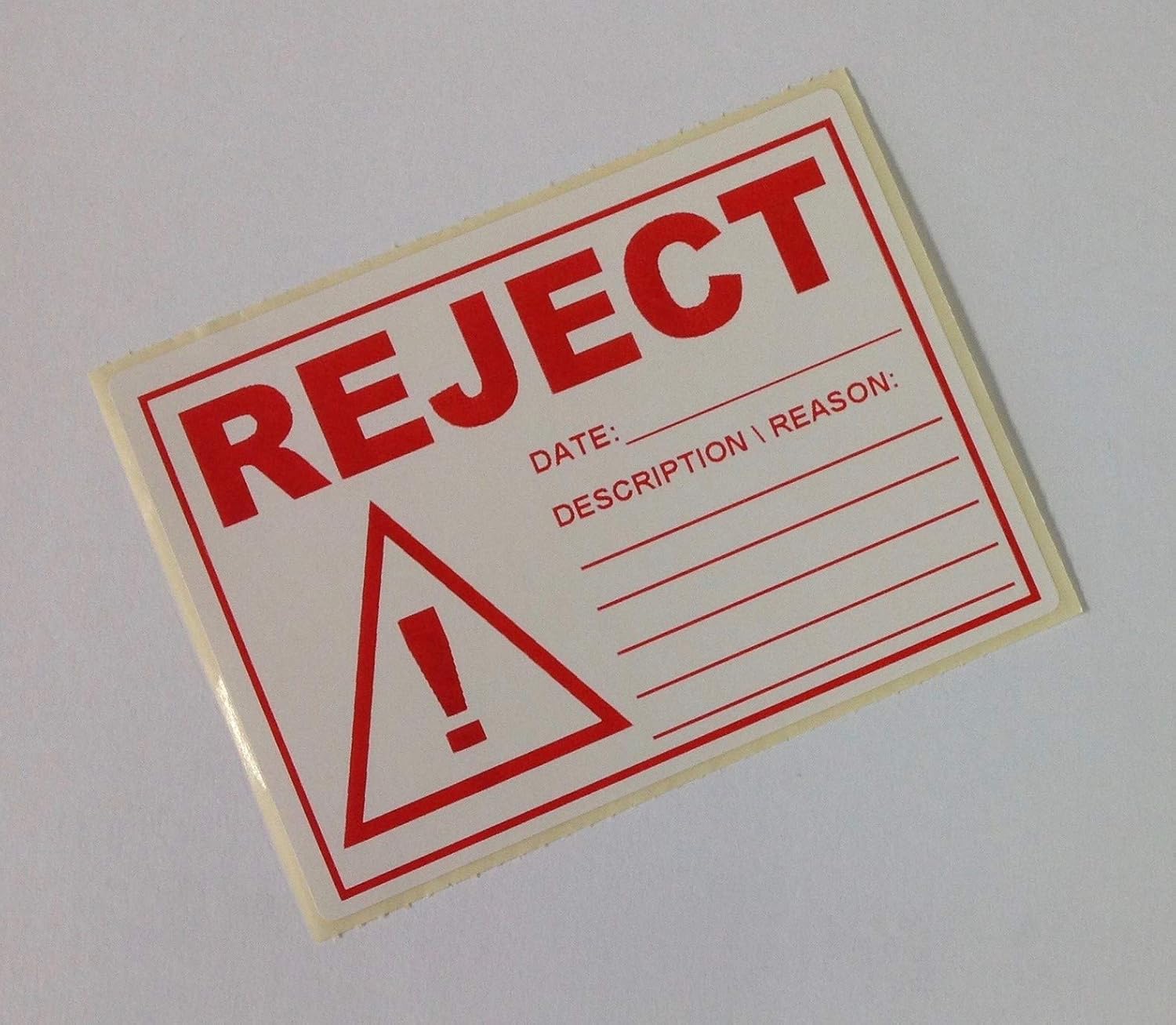 500 x Red REJECT Labels Stickers on a Roll Date & Description Warehouse