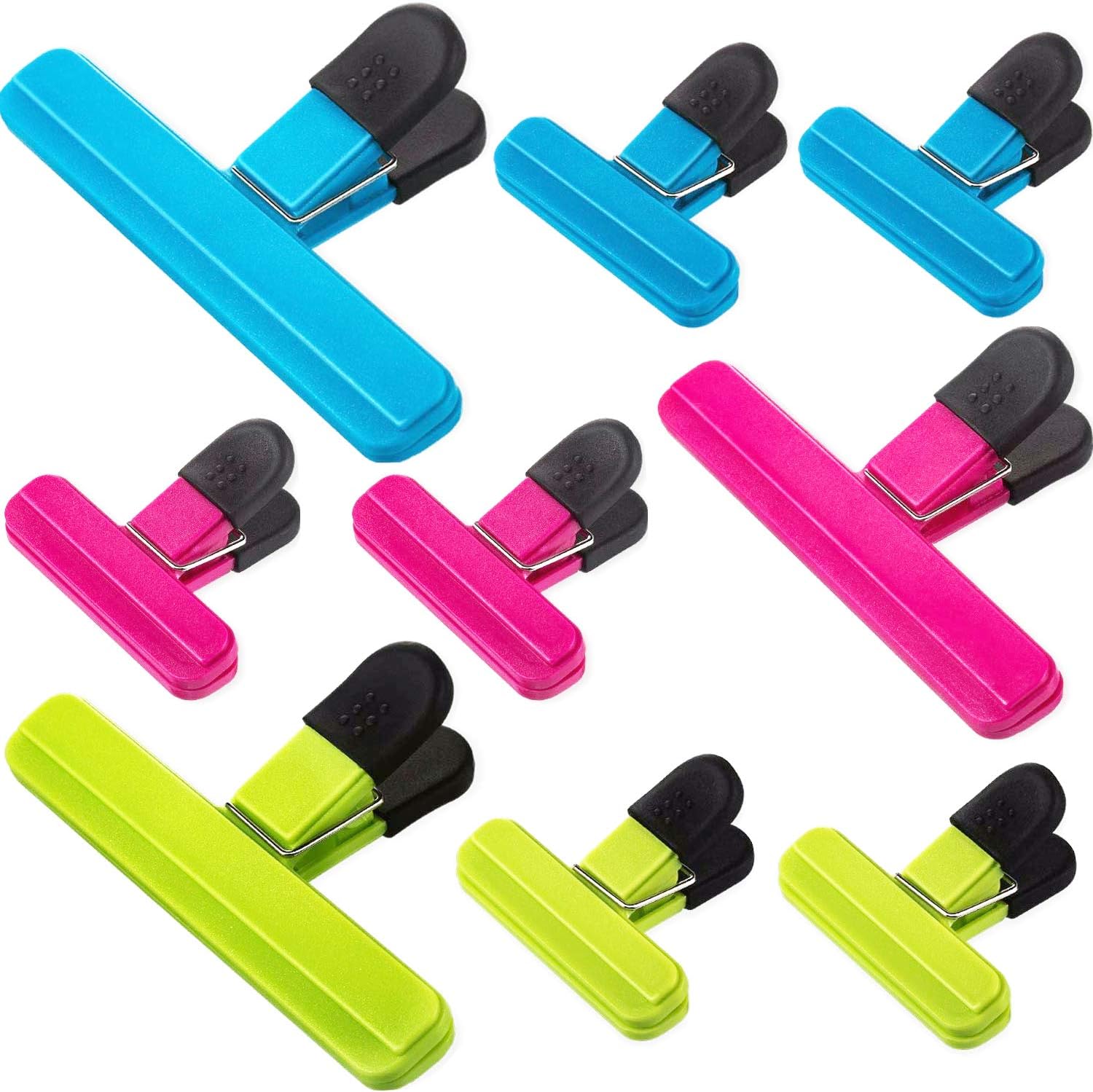 WBCBEC 9 Pieces Large Chip Bag Clips Food Clips Heavy Duty Air Tight Seal Grip Assorted Colors and for Coffee Opened Fresh Food Bags and Snack Bags